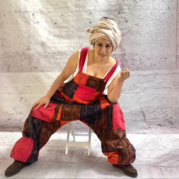 Handmade batik patchwork jumpsuit One Plus Size - Picture 8 of 11